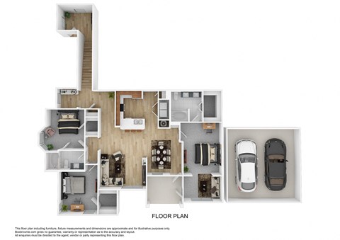 a floor plan of a home with a car in the garage
